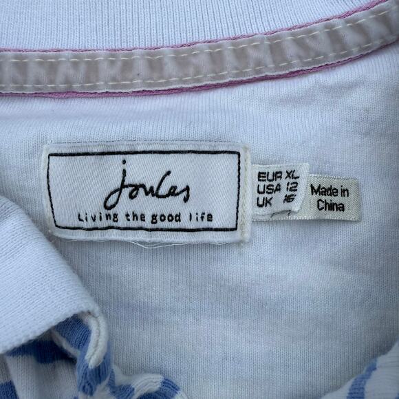 Joules Striped Polo Shirt Women's XL (US 12) Blue Pink - Picture 4 of 6